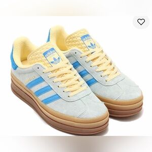 Adidas Gazelle Light Blue and Tan/Yellow Shoes